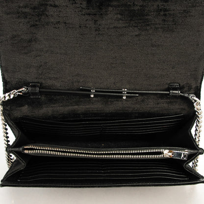 Saint Laurent Velvet Monogram Chain Wallet Black 5 of 7