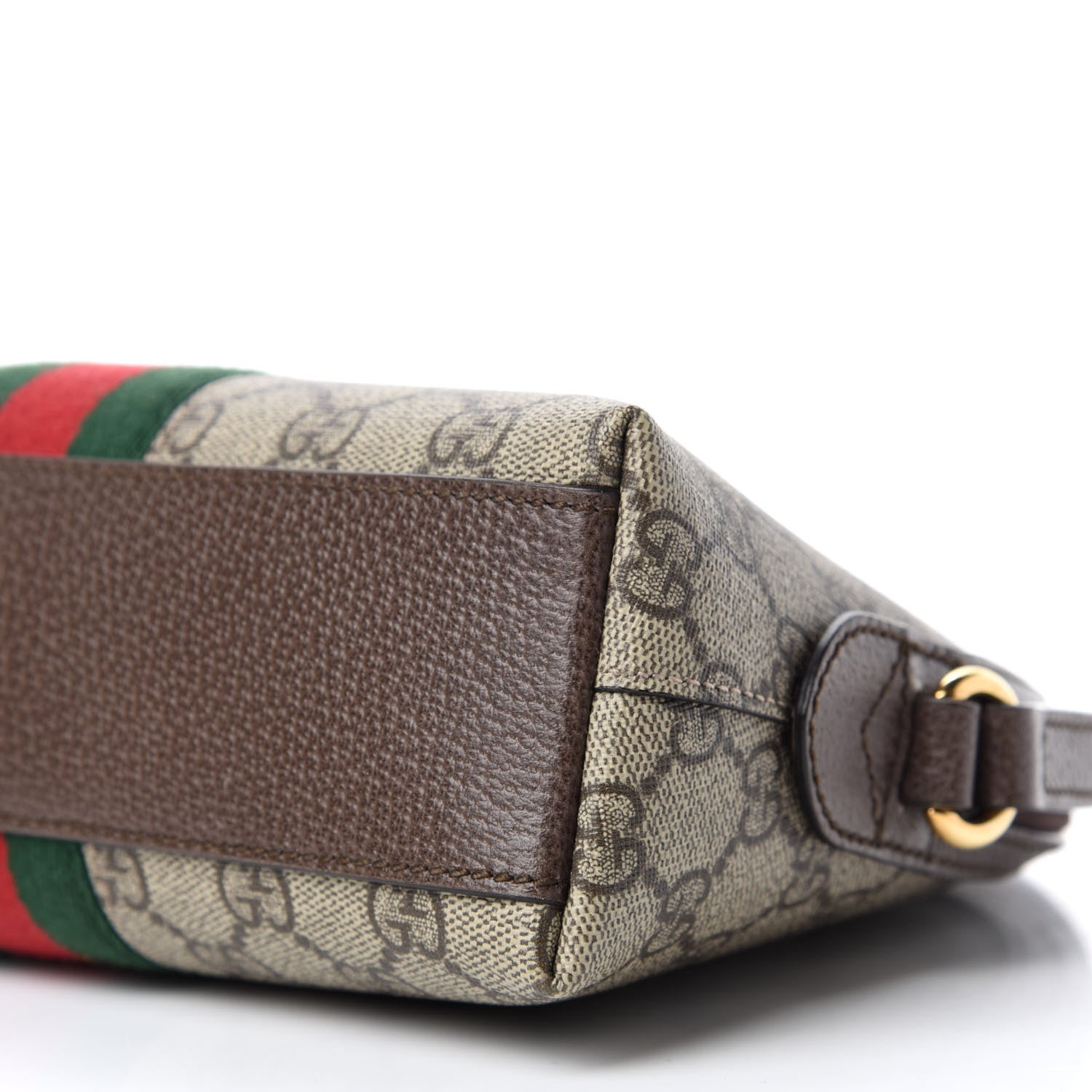 Gucci GG Supreme Monogram Textured Dollar Calfskin Web Small Ophidia Dome Shoulder Bag Beige Ebony New Acero 7 of 10