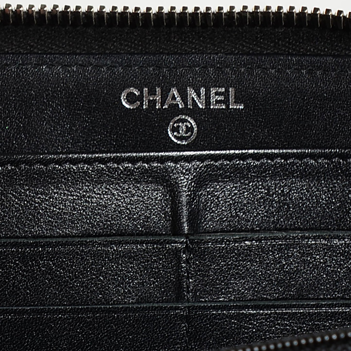 Patent Calfskin Quilted Large Gusset Zip Around Wallet Black