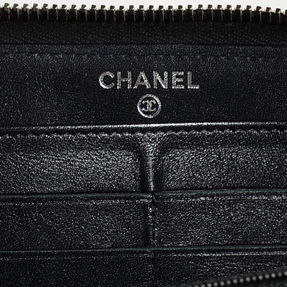 Chanel Patent Calfskin Quilted Large Gusset Zip Around Wallet Black 6 of 8