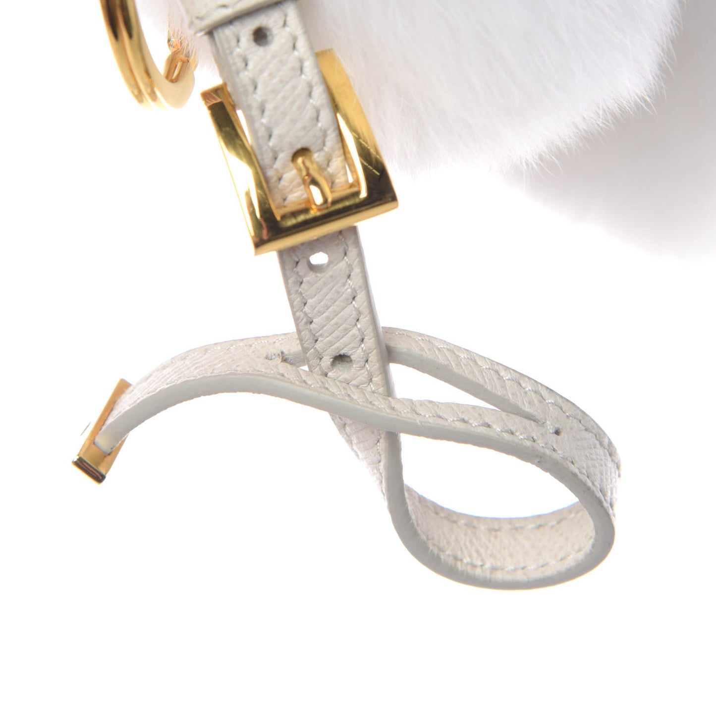 Fur Rabbit Charm White Pink