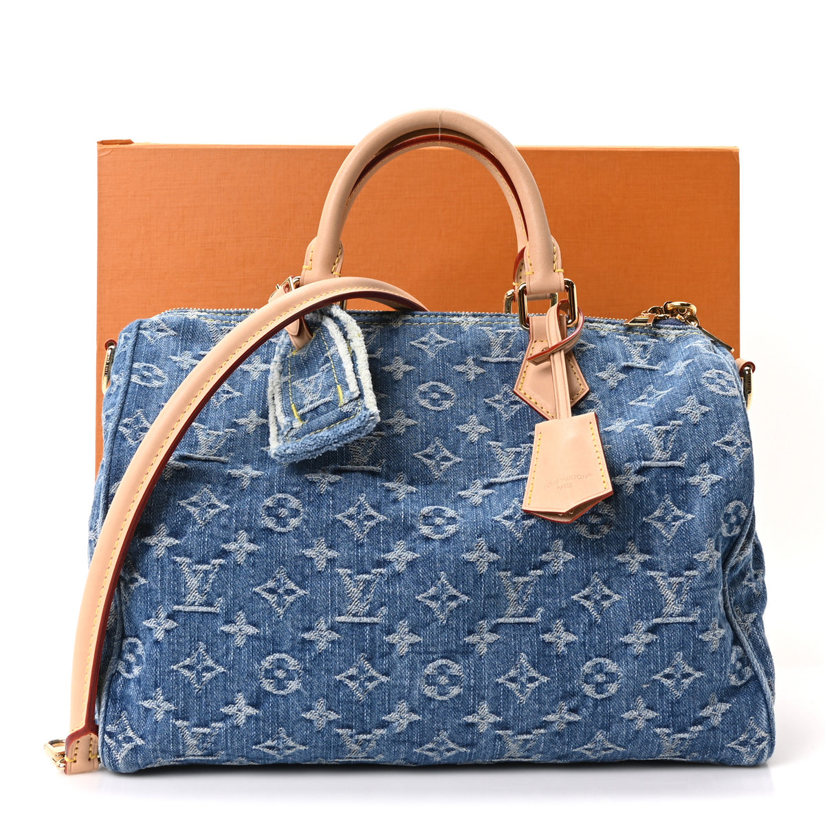 Monogram Denim Speedy Soft 30 Blue