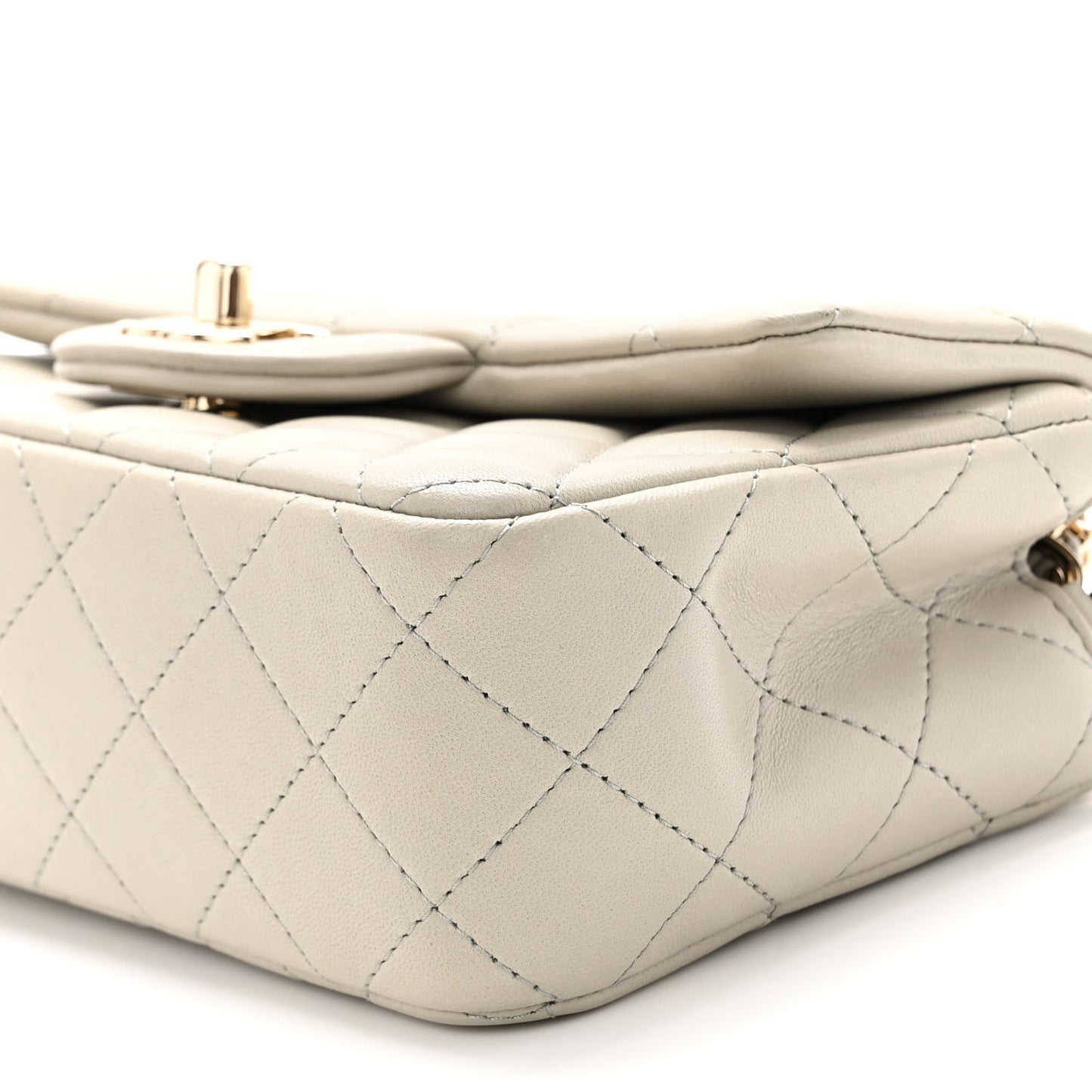 Lambskin Quilted Mini Rectangular Flap Grey