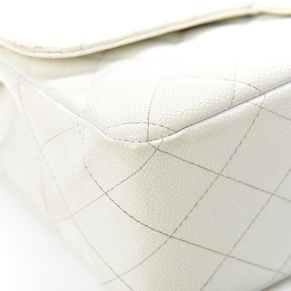 Chanel Caviar Quilted Jumbo Single Flap White 8 of 26