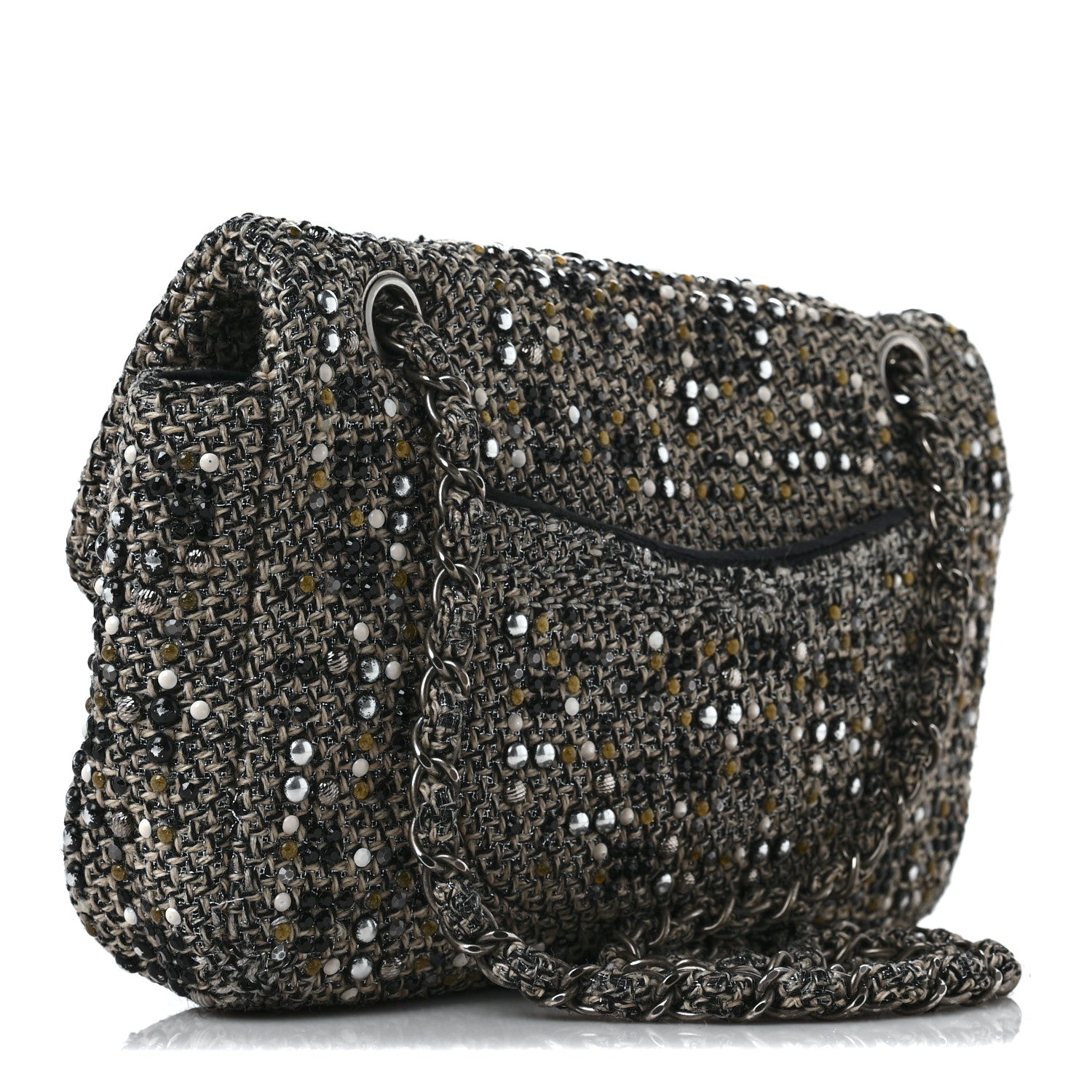Chanel Crystal Tweed Quilted Medium Single Flap Black 3 of 9