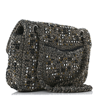 Chanel Crystal Tweed Quilted Medium Single Flap Black 3 of 9