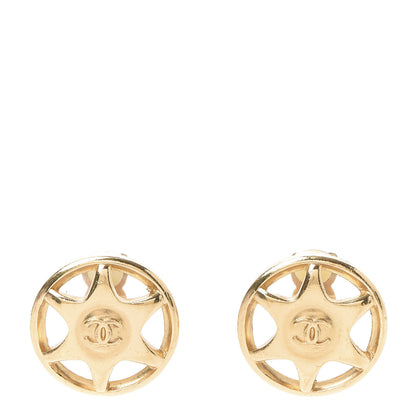 Chanel Round Star CC Clip On Earrings Gold 1 of 4