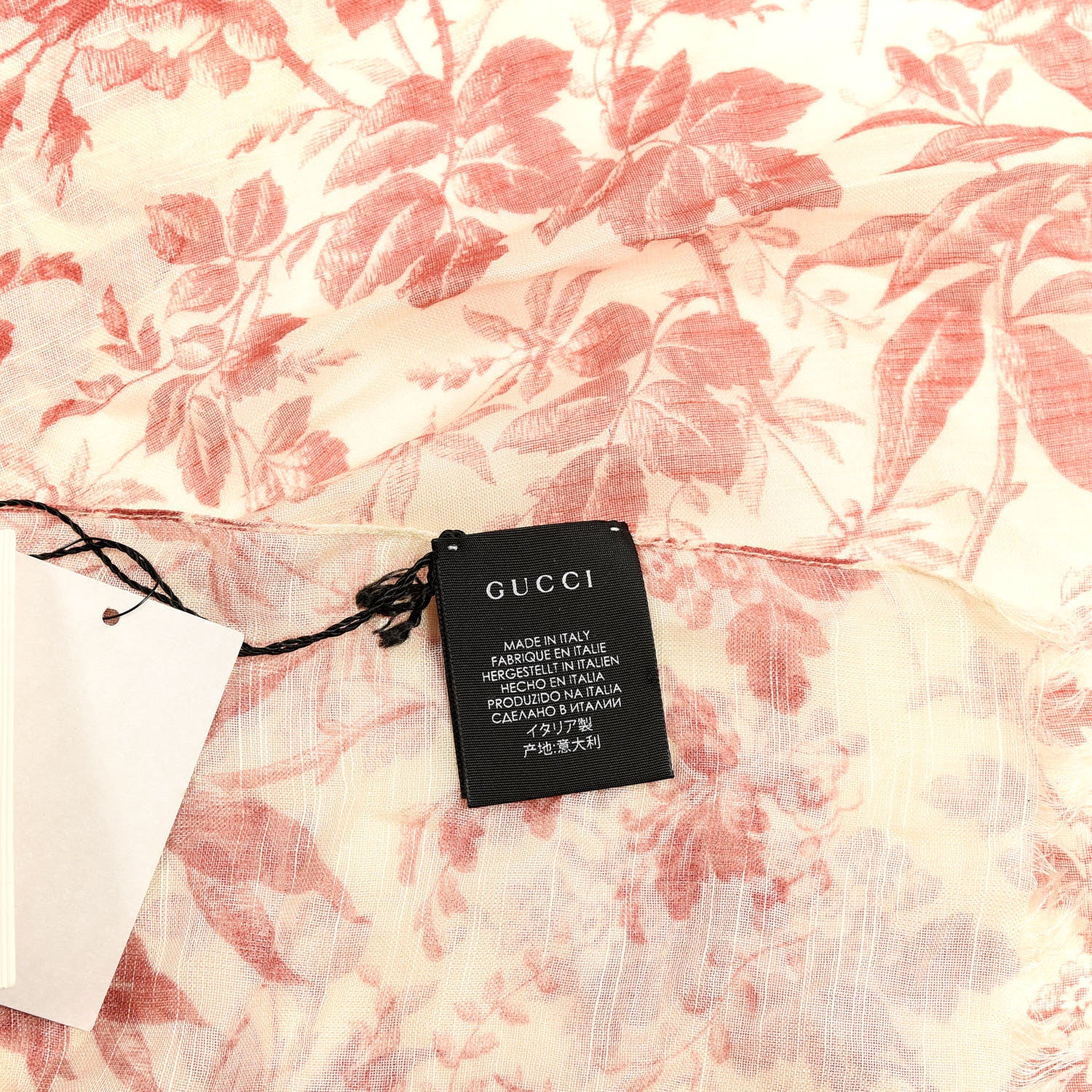 Gucci Modal Cotton Silk Erbarium Scarf Lacquer Ivory 3 of 3