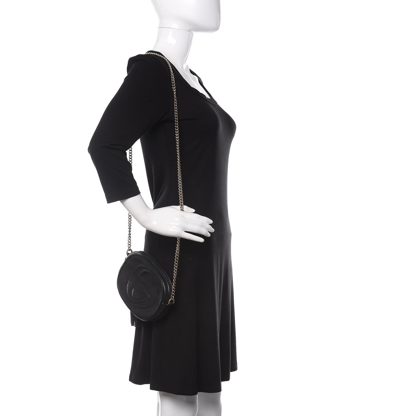 Pebbled Calfskin Mini Soho Chain Bag Black