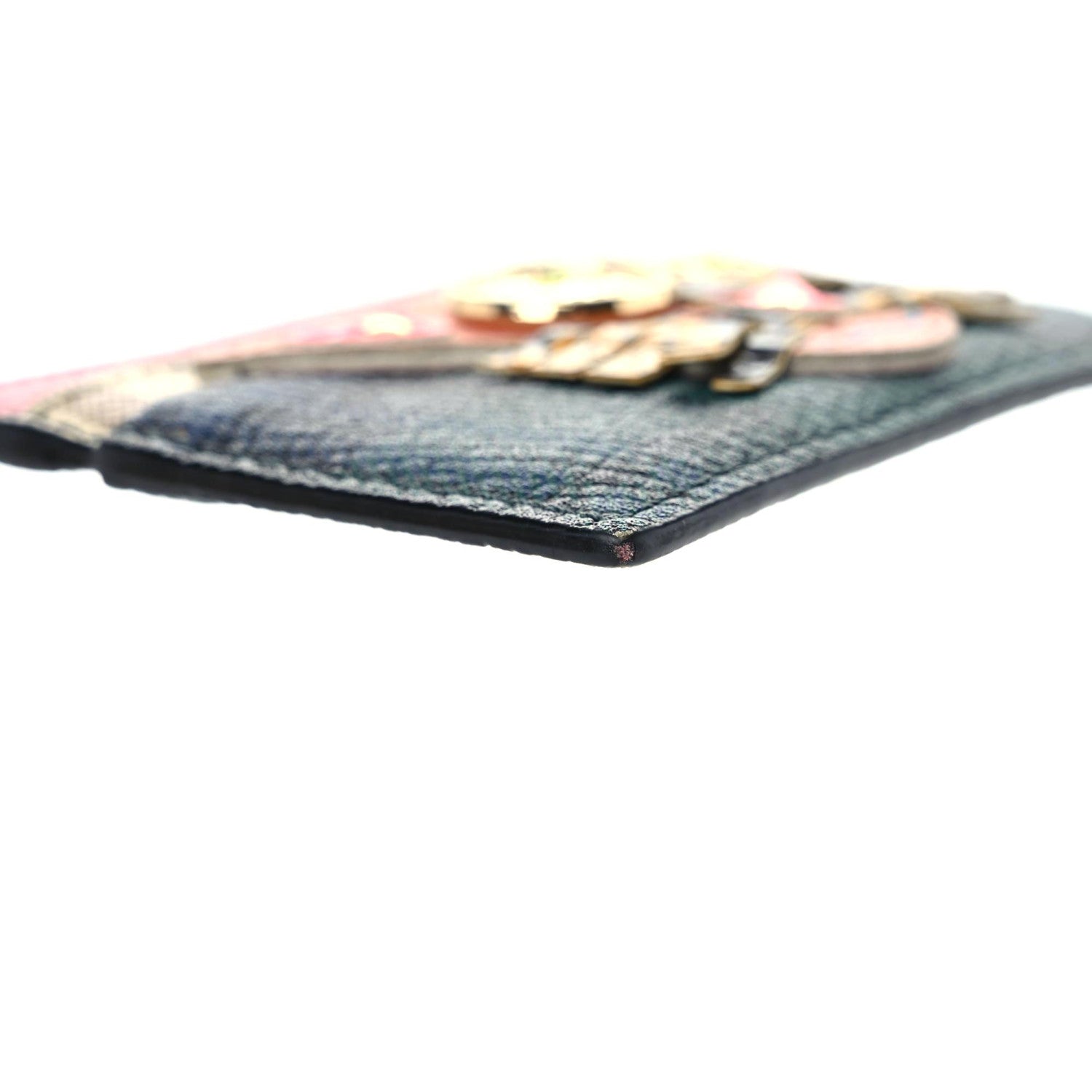 Burberry Calfskin Haymarket Check Cat Appliqué Card Case Multicolor 5 of 16