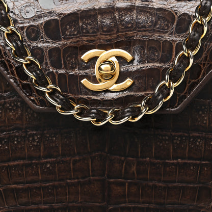 Chanel Shiny Crocodile Flap Dark Brown 9 of 12