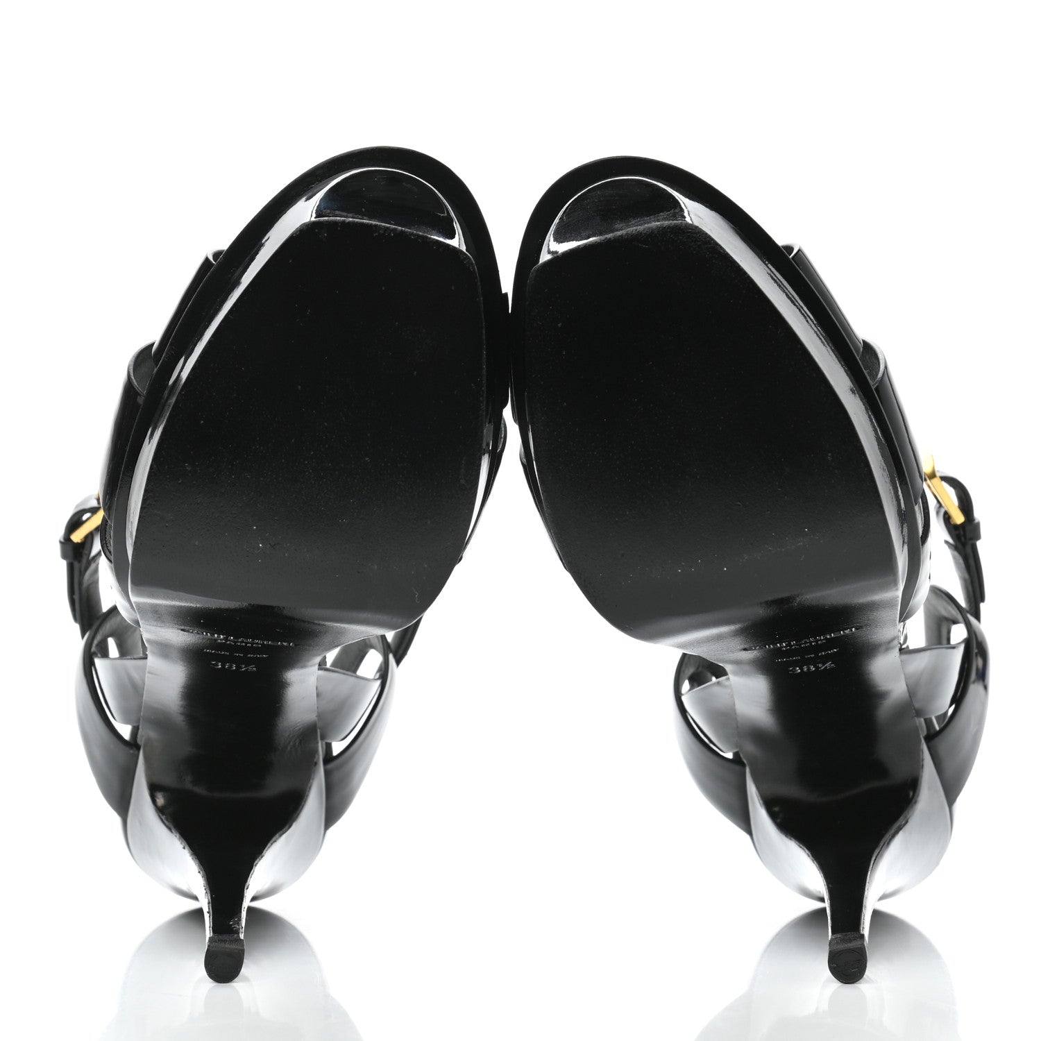 Saint Laurent Patent Tribute 105 Platform Sandals 38.5 Black 5 of 7