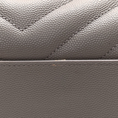 Saint Laurent Grain De Poudre Matelasse Chevron Monogram Shopping Bag Fog 15 of 15