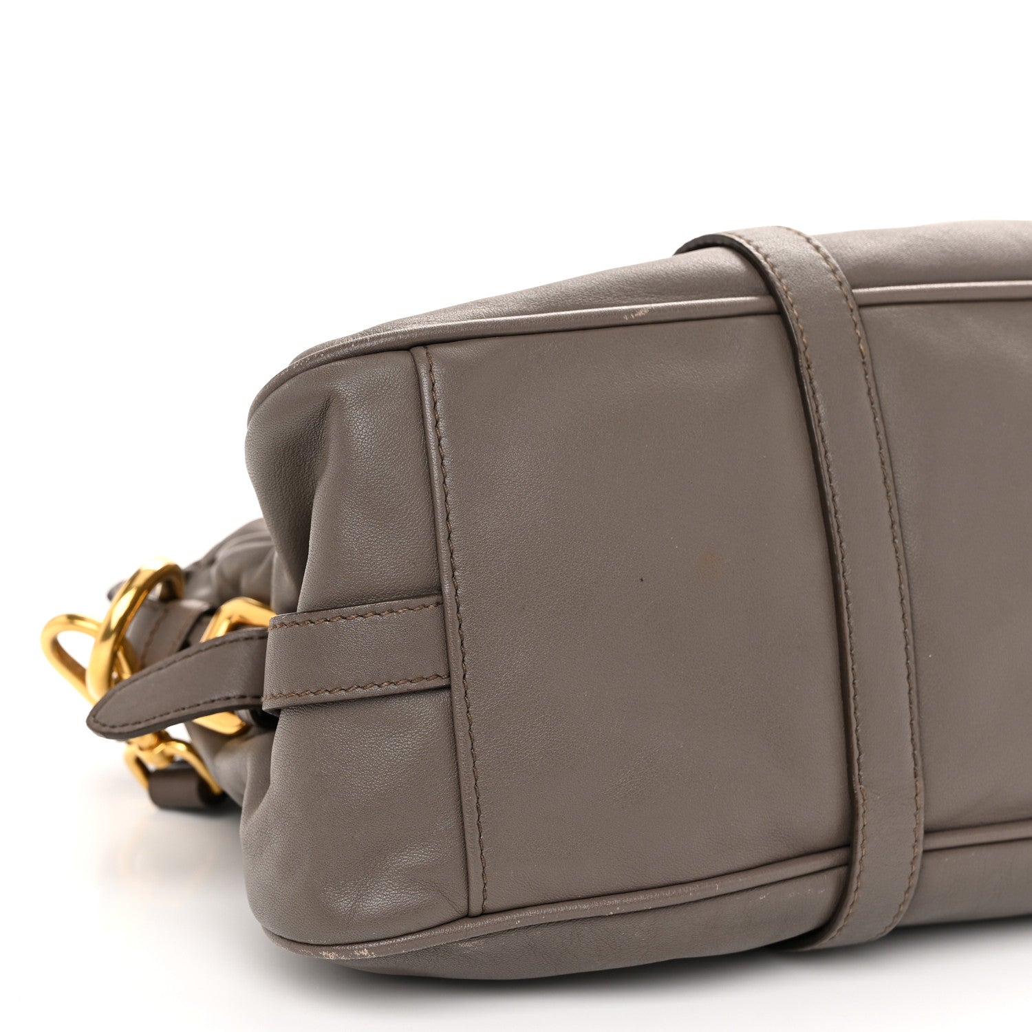 Prada Soft Calf Shopping Satchel Bag Bambu 10 of 14