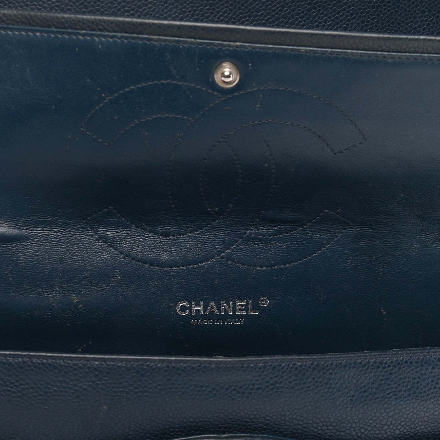 Caviar Quilted Jumbo Double Flap Navy