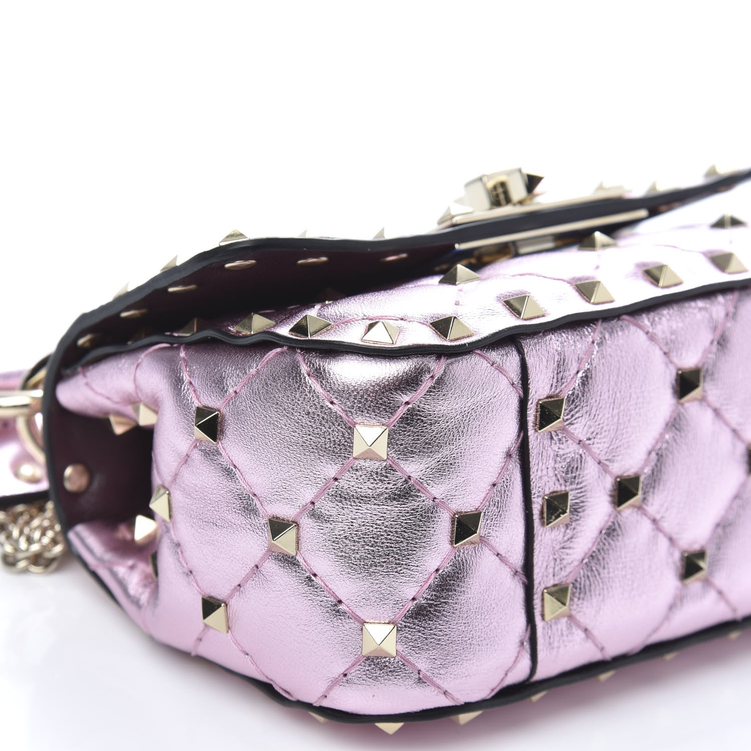 Valentino Garavani Metallic Nappa Micro Rockstud Spike Shoulder Bag Giacinto 7 of 8