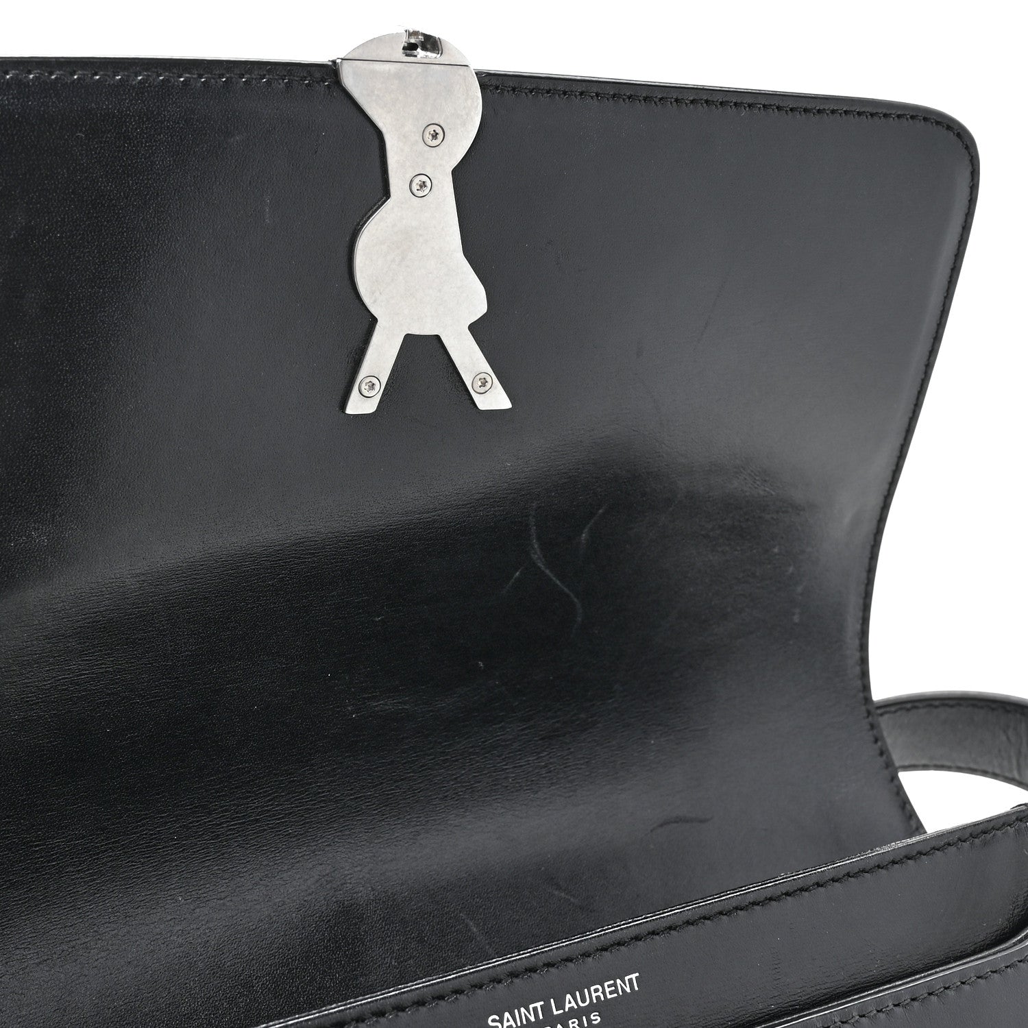 Saint Laurent Box Calfskin Monogram Medium Solferino Satchel Black 12 of 14