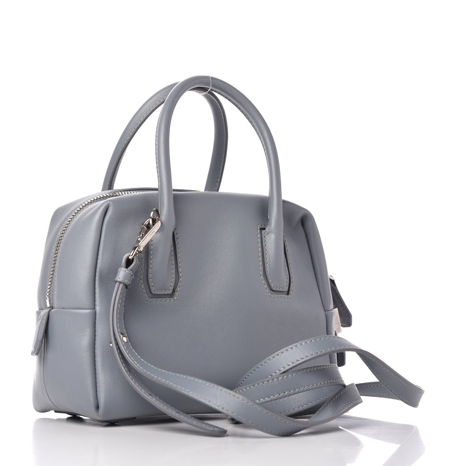 MCM Calfskin Boston Bag Sky Blue 3 of 9