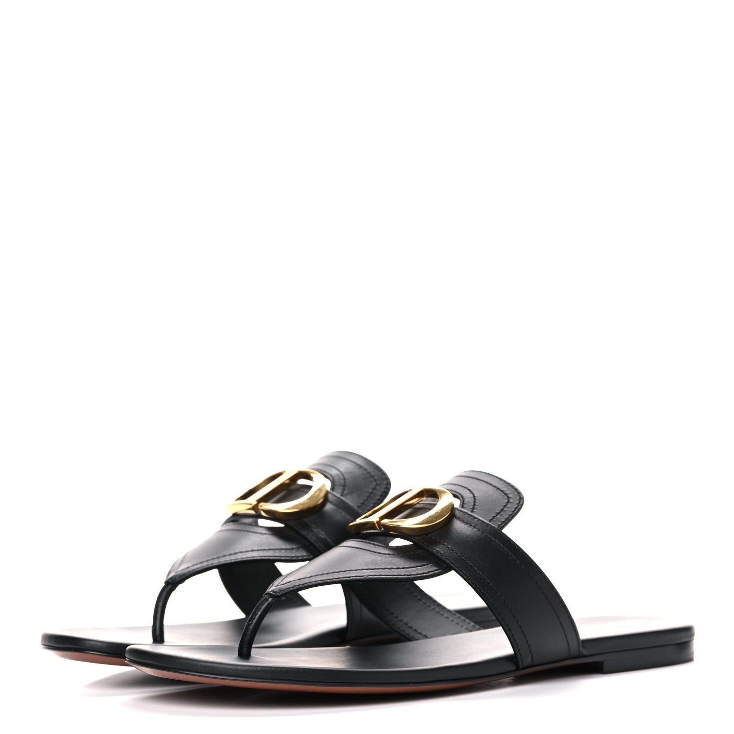 Christian Dior Calfskin 30 Montaigne Thong Sandals 38 Black 3 of 9