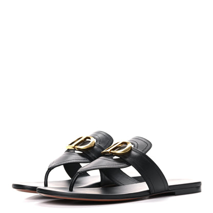 Christian Dior Calfskin 30 Montaigne Thong Sandals 38 Black 3 of 9
