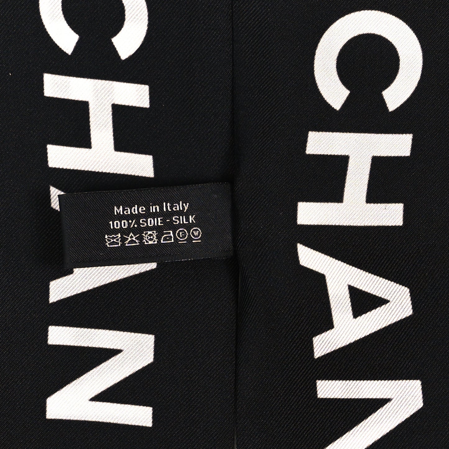 Silk Logo Slim Bandeau Scarf Black White