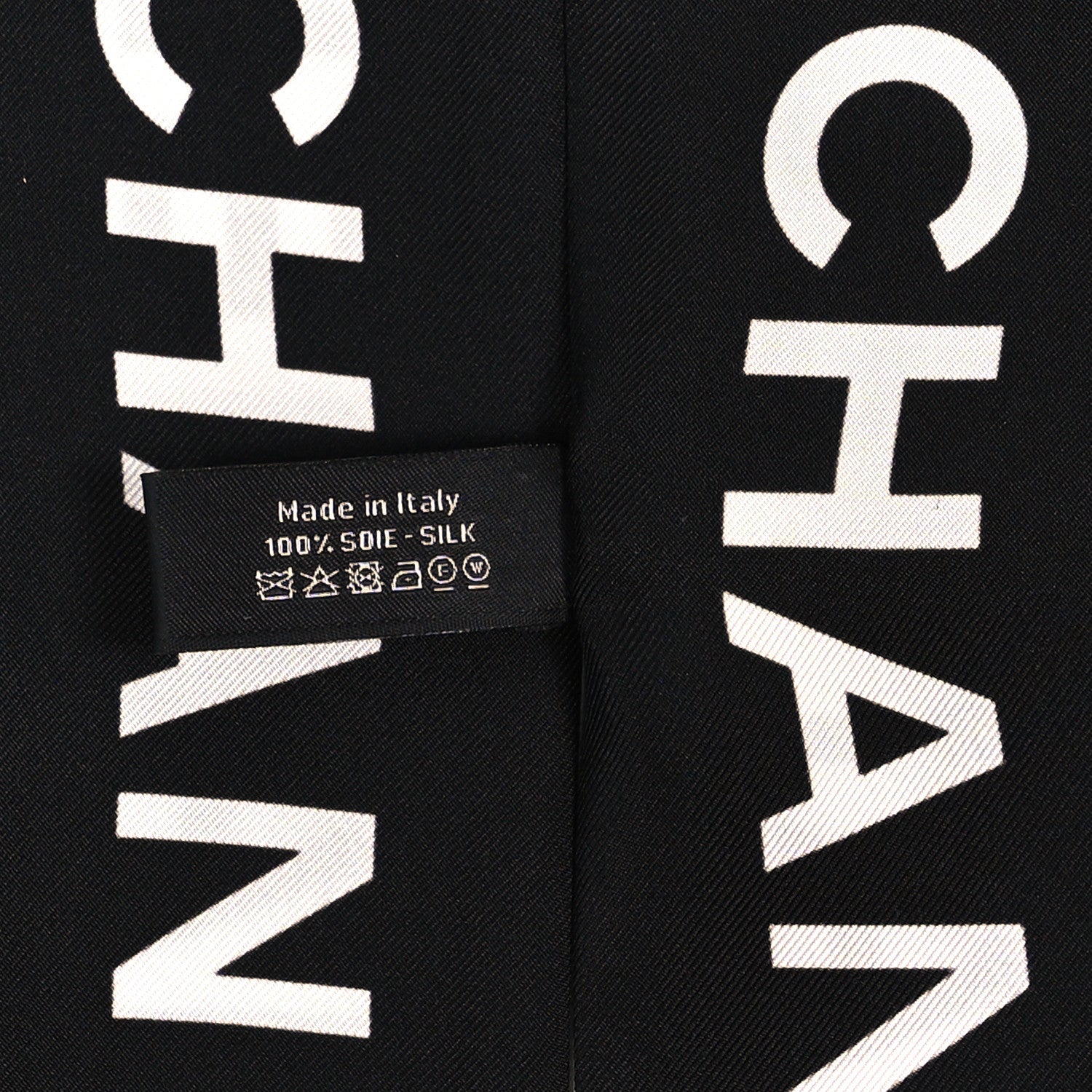 Chanel Silk Logo Slim Bandeau Scarf Black White 3 of 3