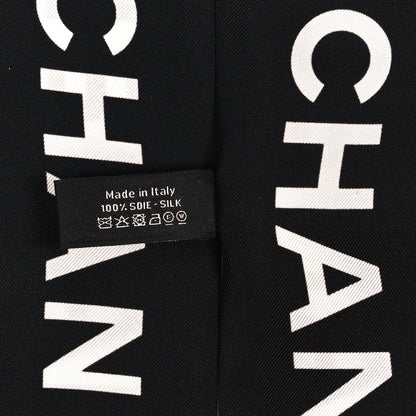 Chanel Silk Logo Slim Bandeau Scarf Black White 3 of 3