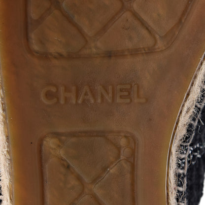 Chanel Metallic Tweed Lambskin CC Espadrilles 39 Black Silver 9 of 13