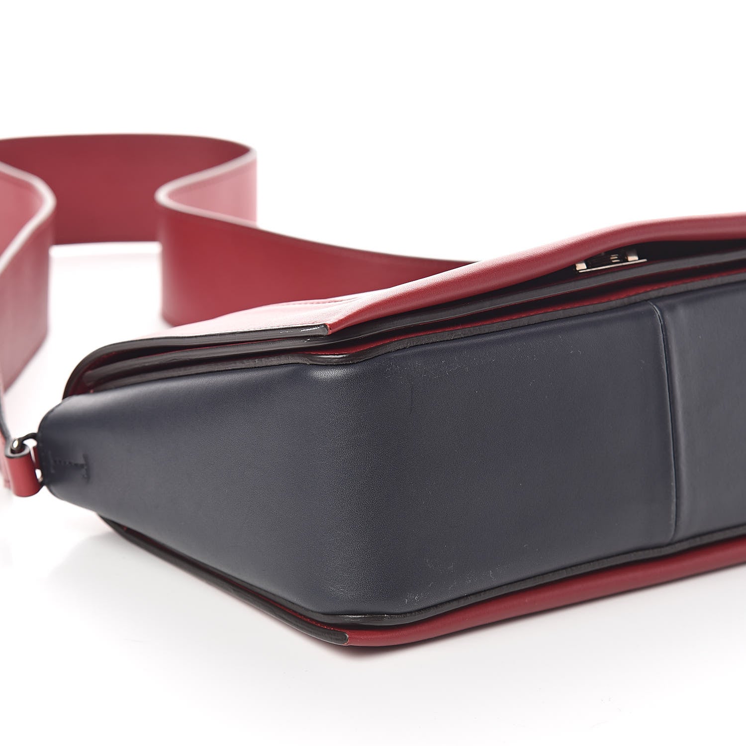 Celine Shiny Smooth Calfskin Medium Frame Shoulder Bag Red Navy 9 of 10