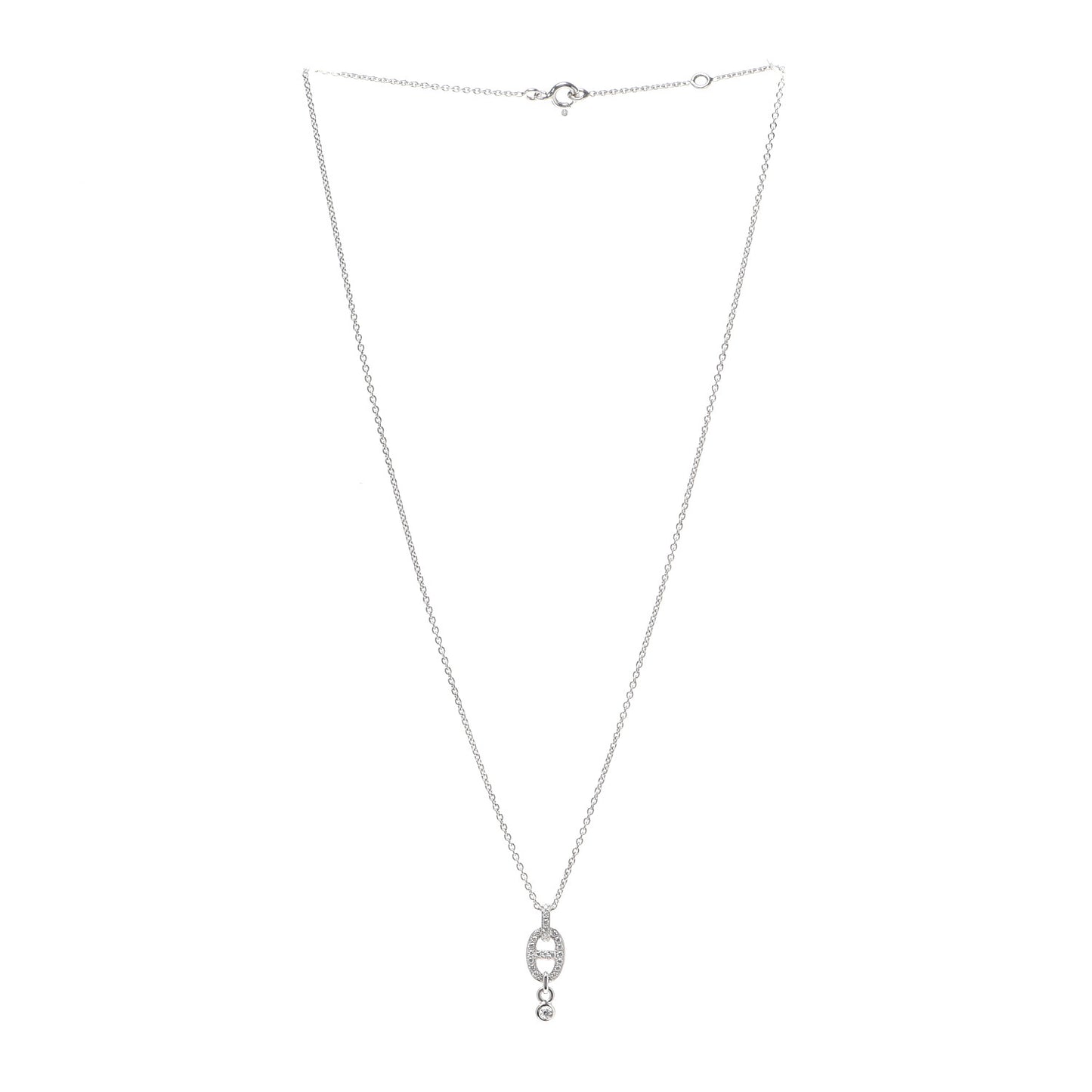 18K White Gold Diamond PM Chaine d'Ancre Enchainee Necklace