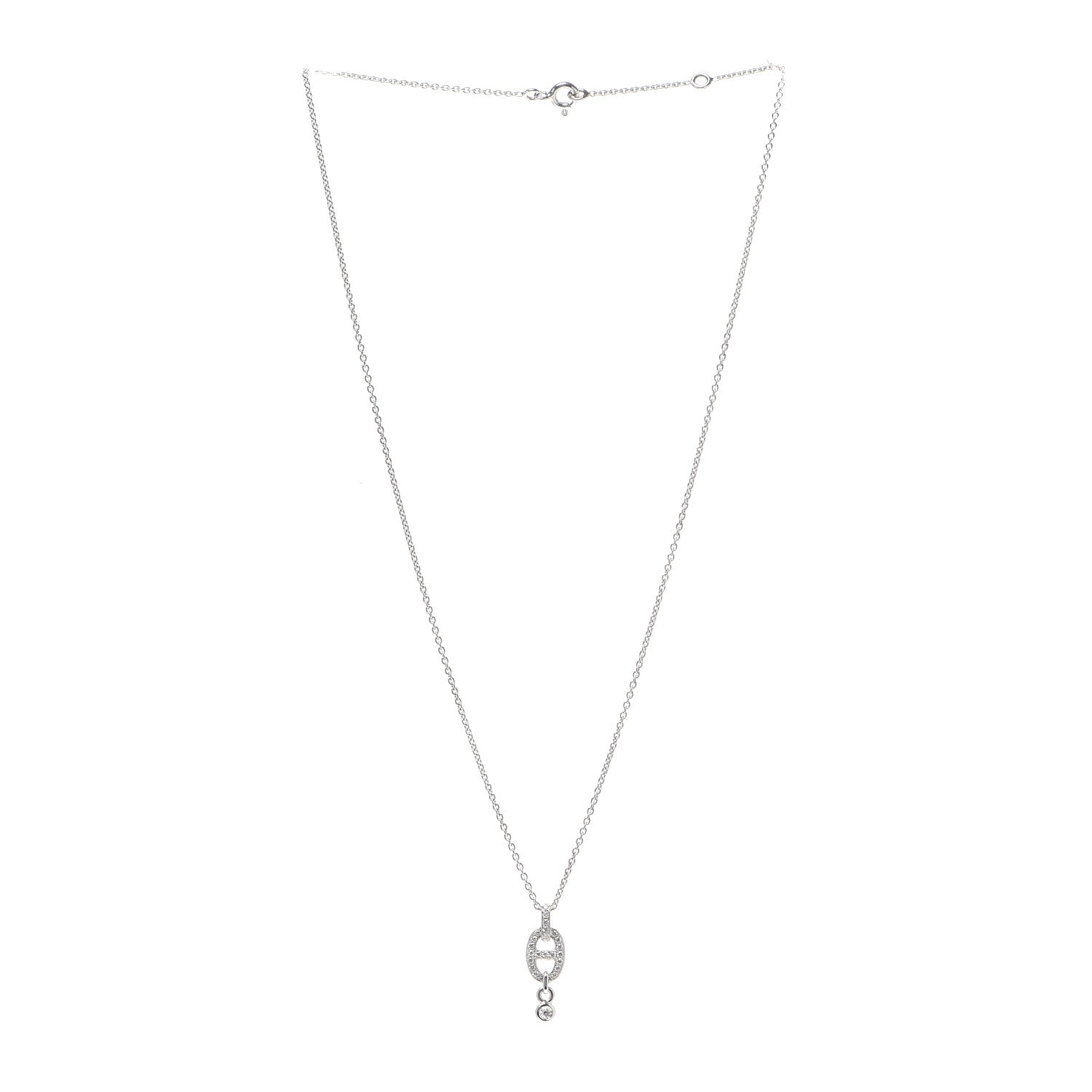 Hermes 18K White Gold Diamond PM Chaine d'Ancre Enchainee Necklace 3 of 6