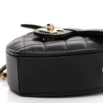 Chanel Lambskin Quilted CC In Love Heart Clutch With Chain Black 10 of 11