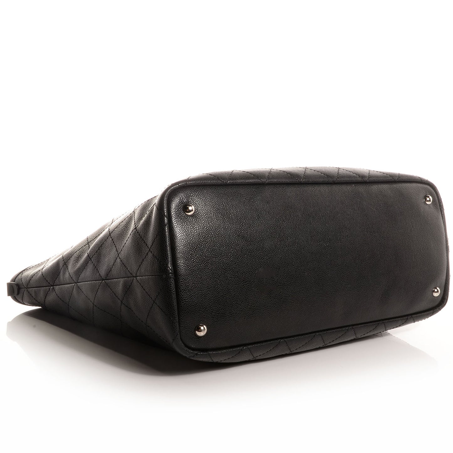 Grained Calfskin Large Shopping Fever Tote Black