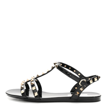 Valentino Garavani PVC Jelly Rockstud Caged Sandals 35 Black 1 of 8