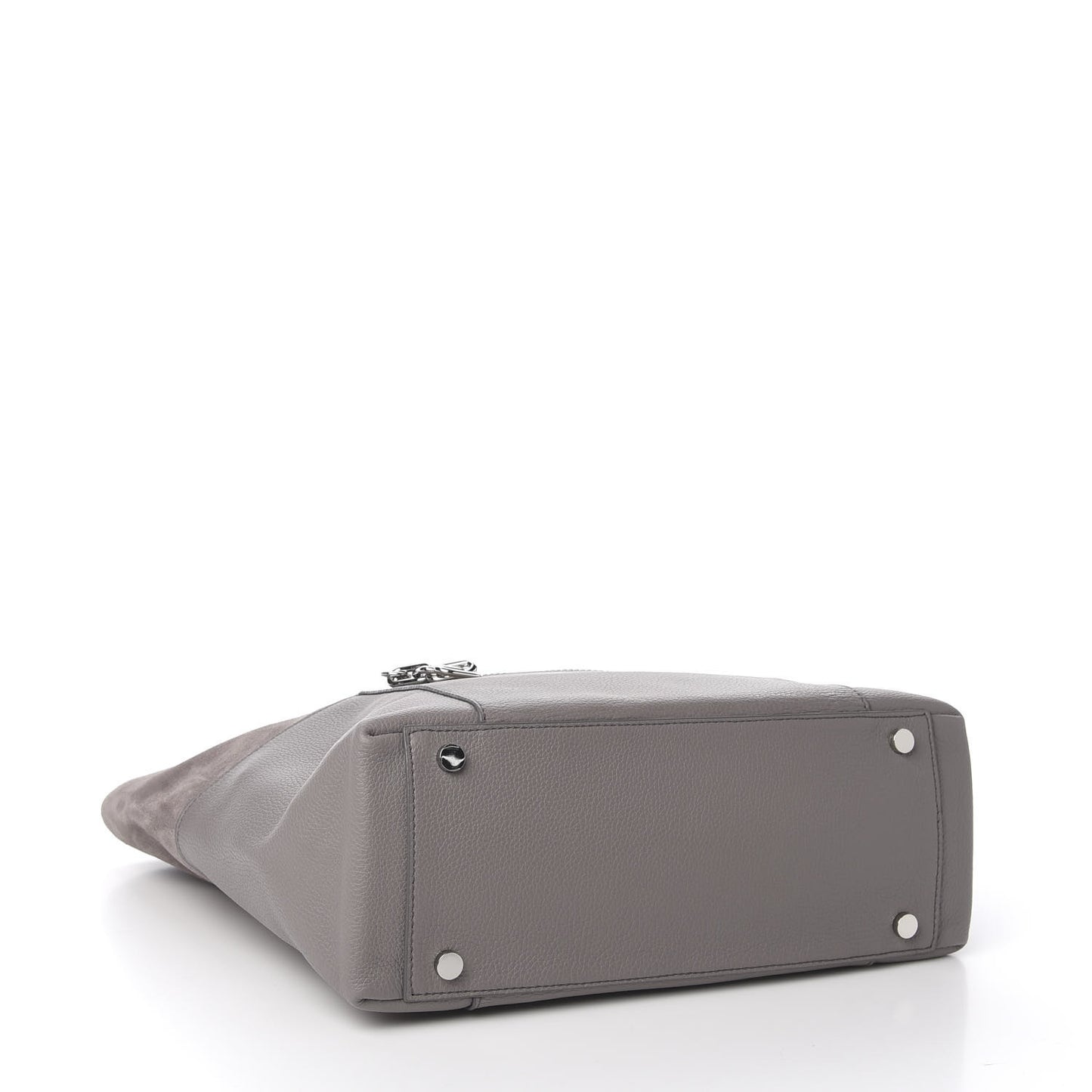 Pebbled Calfskin Suede Chain Riot Tote Grey