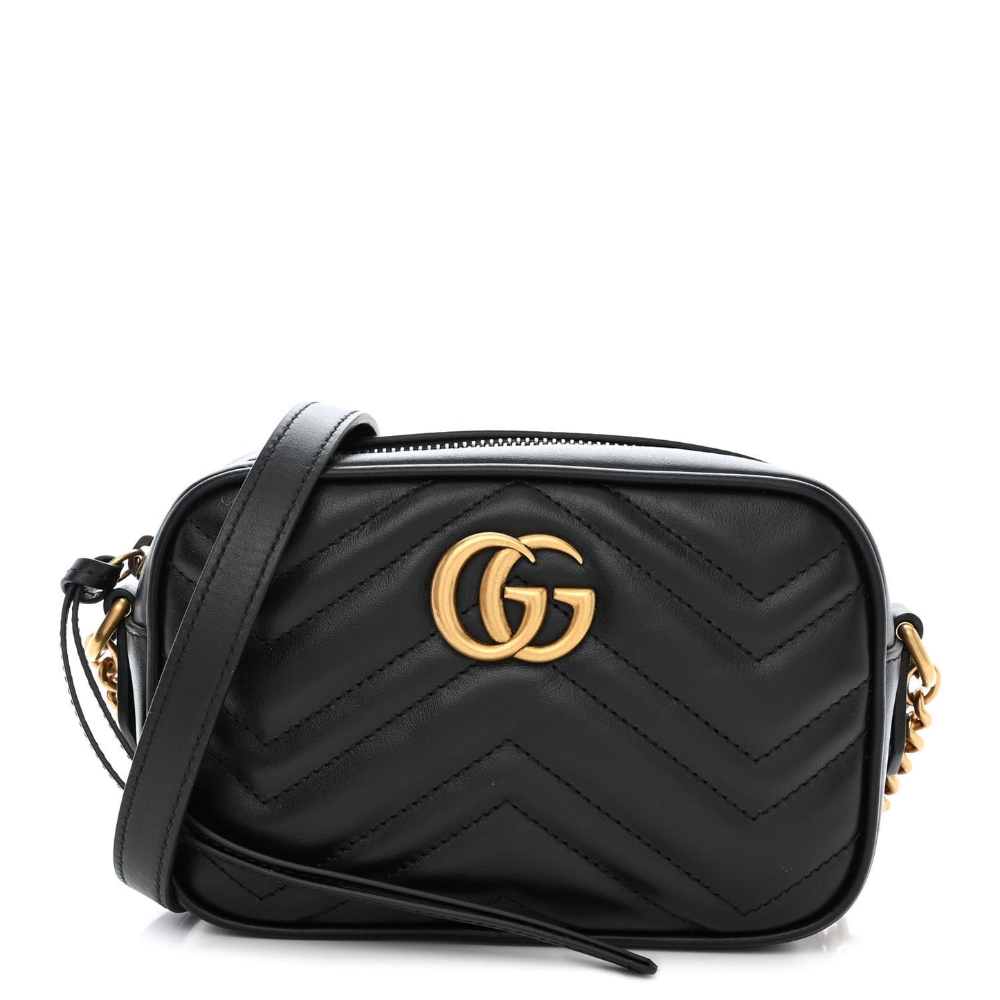 Calfskin Matelasse Mini GG Marmont Chain Shoulder Bag Black