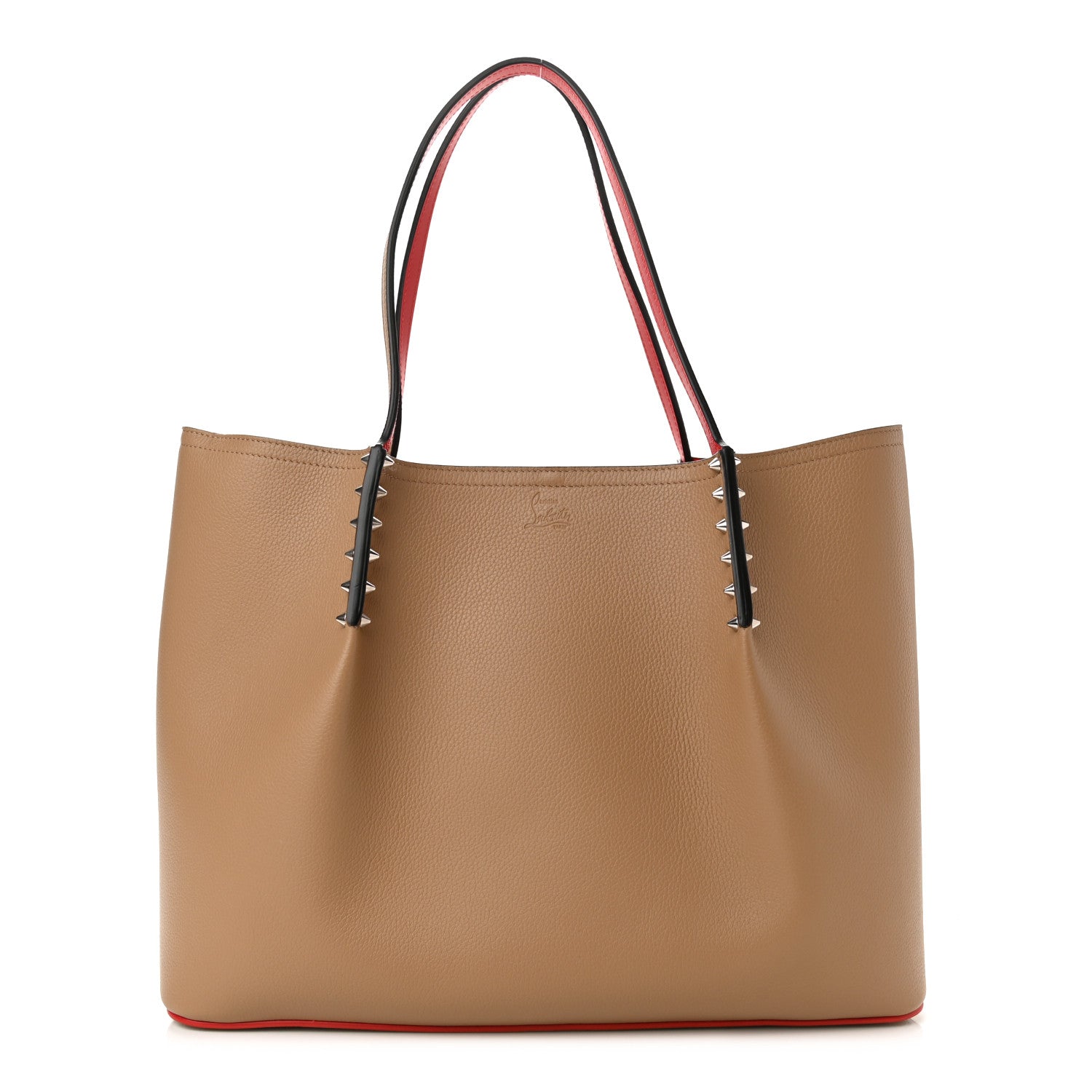 Christian Louboutin Calfskin Large Cabarock Spikes Tote Nude 1 of 9