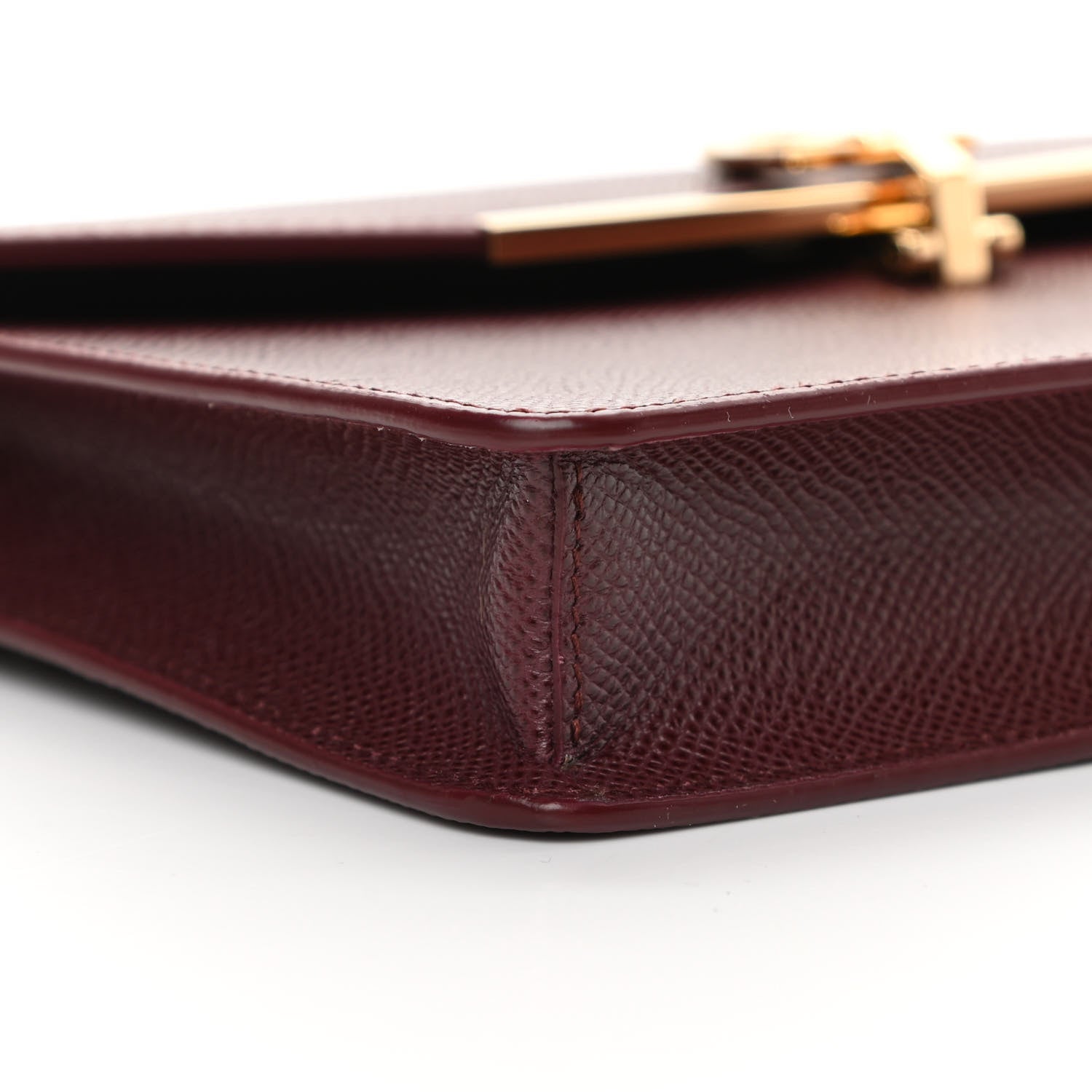 Salvatore Ferragamo Hammered Calfskin Gancio Wallet On Chain Burgundy 9 of 11