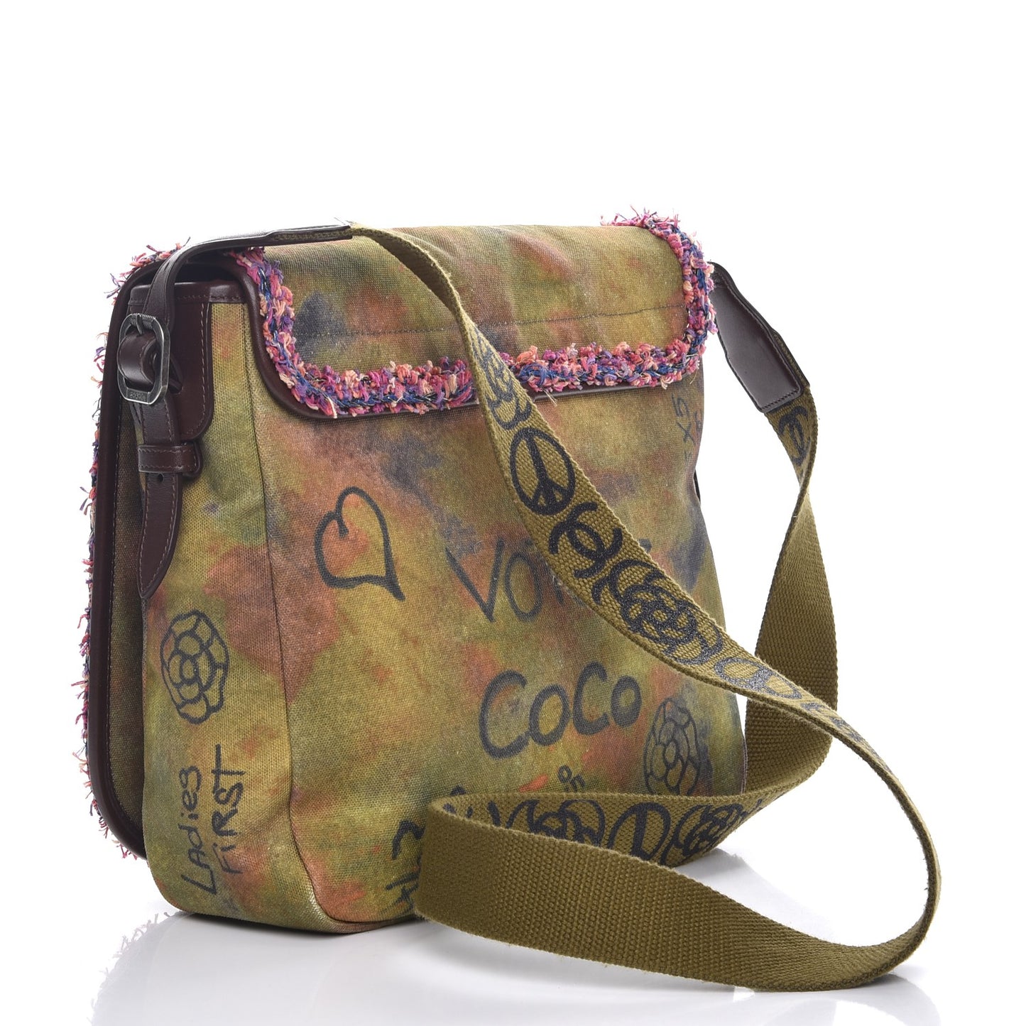 Washed Toile Graffiti On The Pavements Messenger Khaki Multicolor
