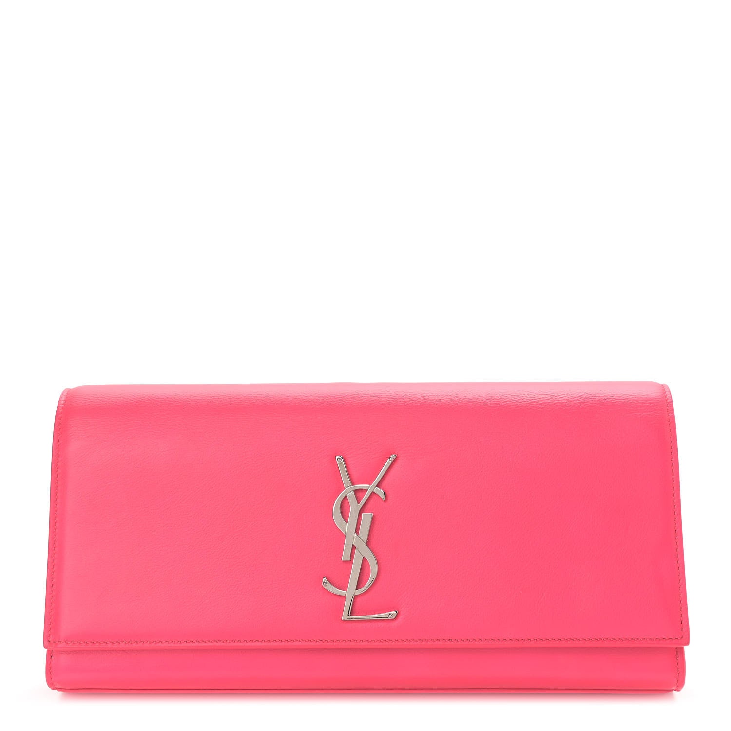Saint Laurent Calfskin Classic Monogram Cassandre Clutch Lipstick Fuchsia 1 of 9