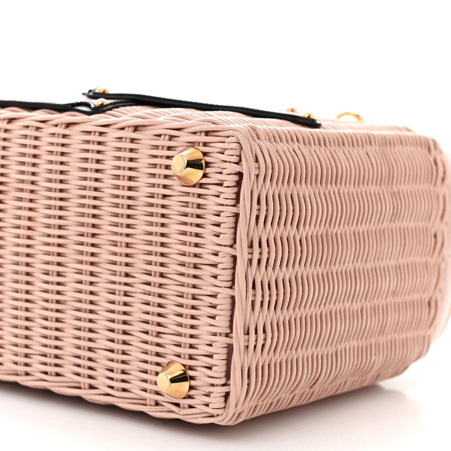 Prada Wicker Canvas Patch Comics Shoulder Bag Pink 11 of 12