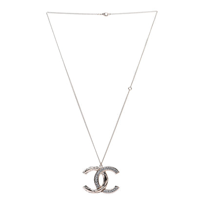 Chanel Crystal Metal Quilted CC Pendant Necklace Gold 2 of 7