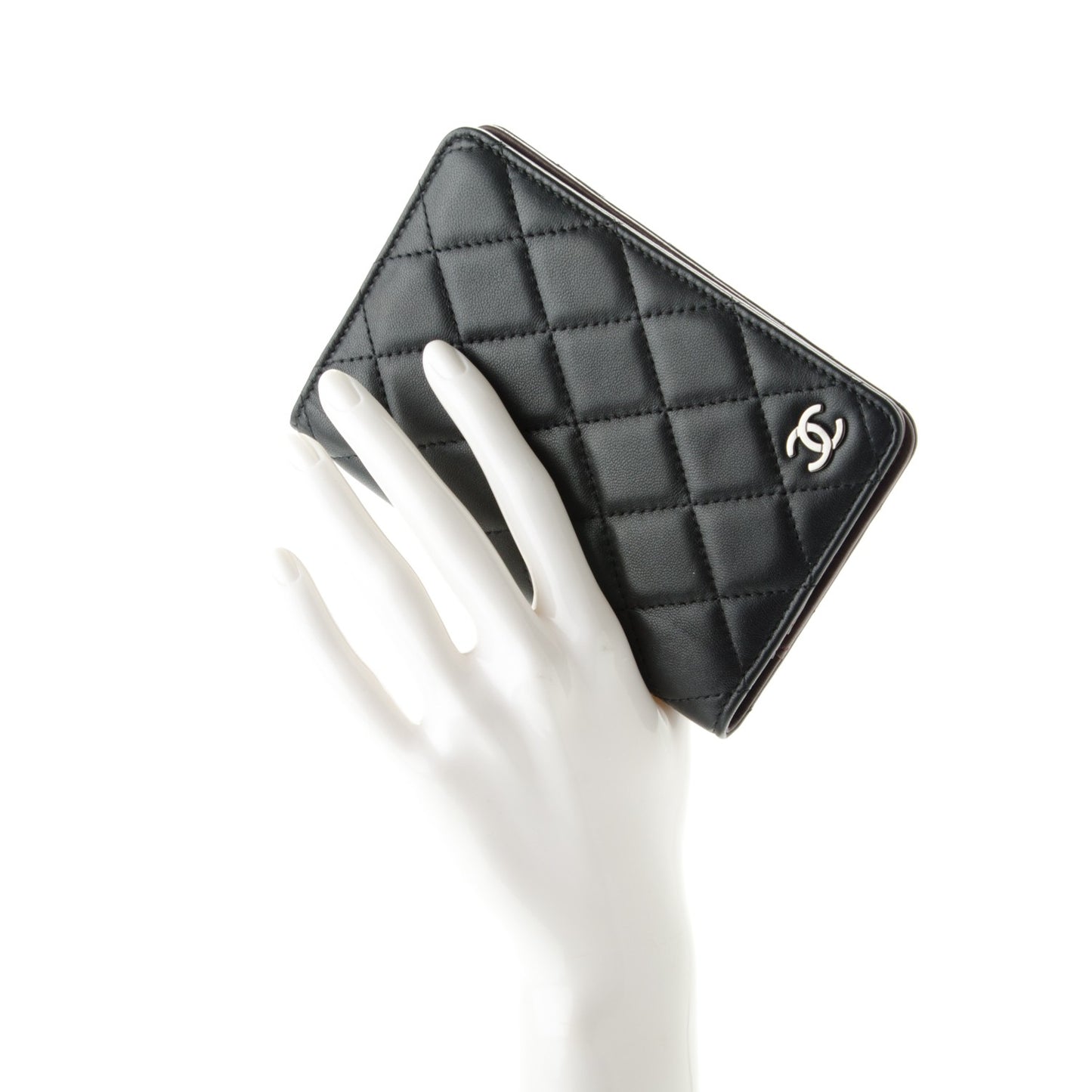 Lambskin Quilted Passport Holder Black