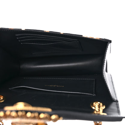 Dolce & Gabbana DOLCE &amp; GABBANA Jacquard Leopard Print Smooth Calfskin Medium Devotion Crossbody Bag Black 5 of 9
