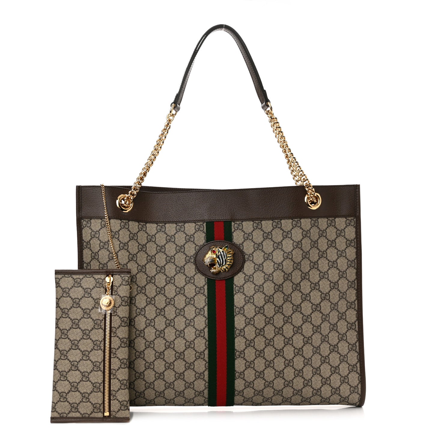 GG Supreme Monogram Large Rajah Chain Tote Beige New Acero
