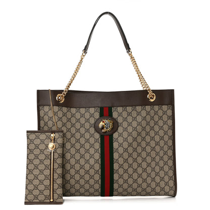 Gucci GG Supreme Monogram Large Rajah Chain Tote Beige New Acero 1 of 10