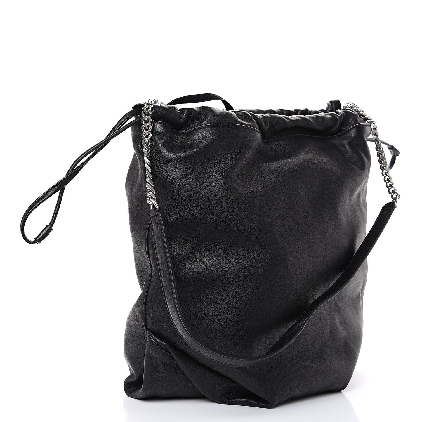 Lambskin Teddy Bucket Bag Black