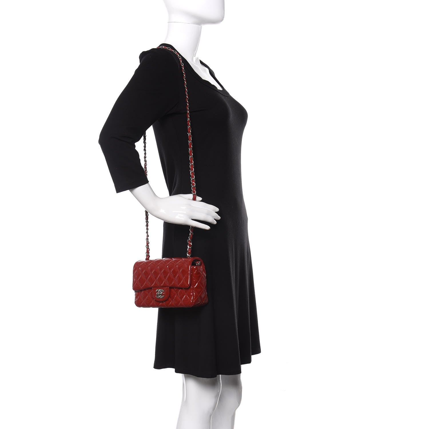 Chanel Patent Calfskin Quilted Mini Rectangular Flap Red 2 of 10