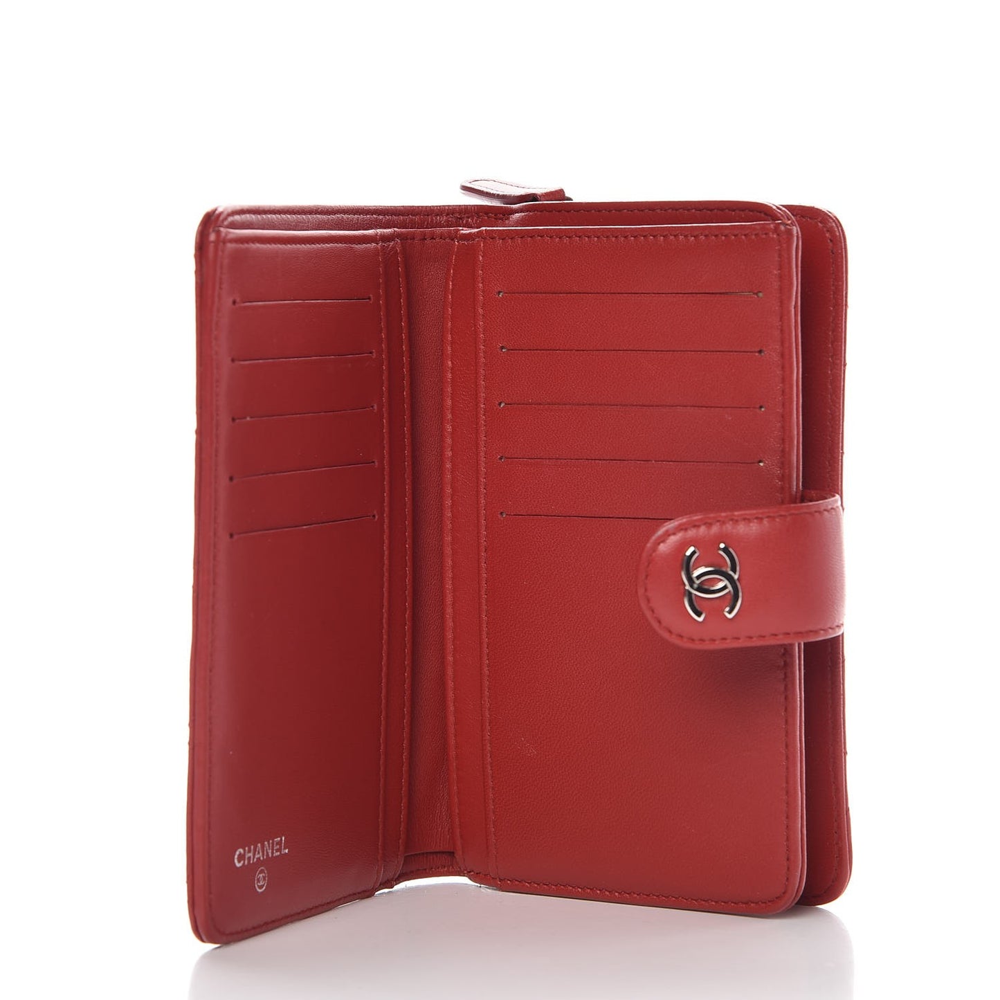 Lambskin Quilted Zipped Pocket Wallet Red