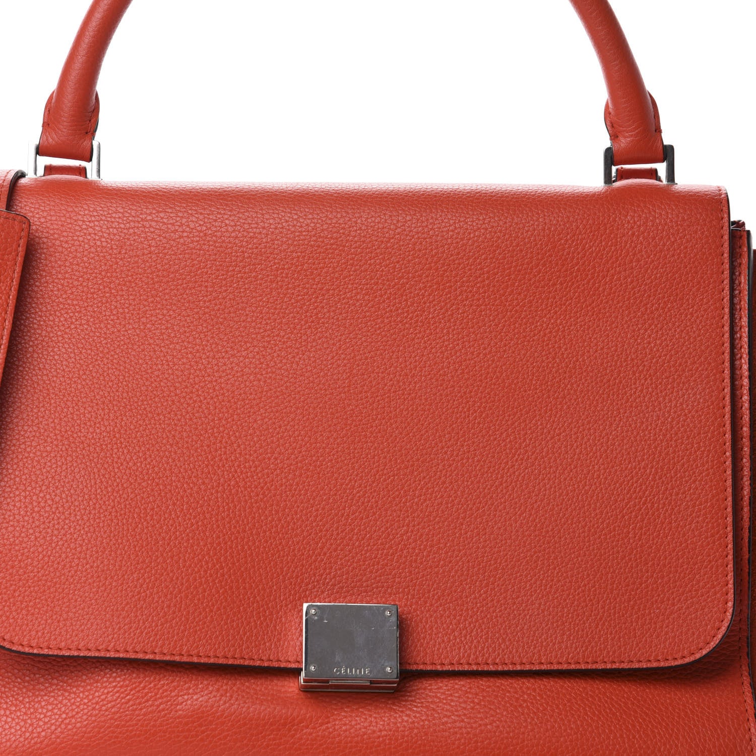 Celine Drummed Calfskin Suede Medium Trapeze Coquelicot 11 of 11